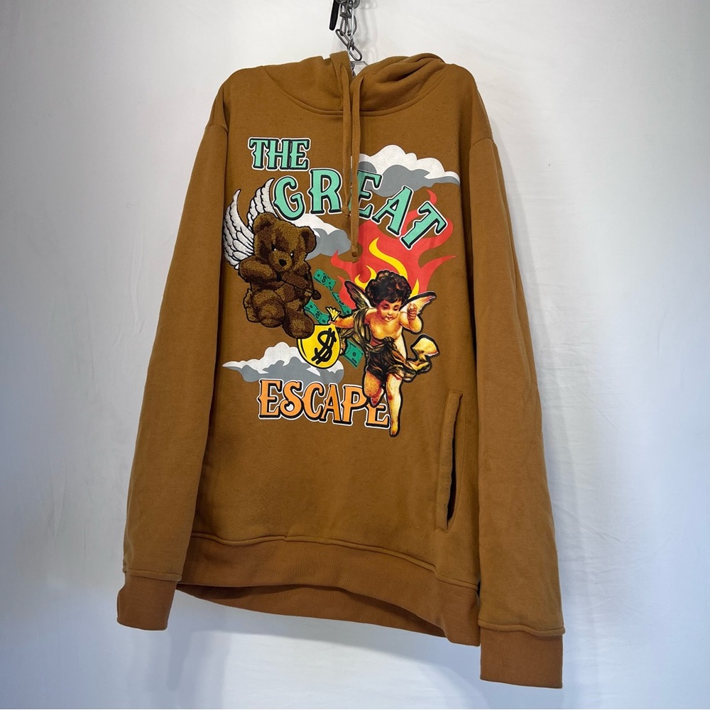 Rebel Minds Hoodie Men Brown XL Graphic Great Escape Hip Hop Hoodie Sweatshirt